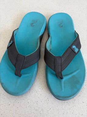 Unbranded Men’s Teal Flip-Flop Sandals with Black Straps